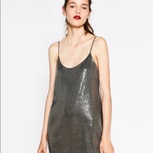 Zara Grey/Green Sequin Mini Dress